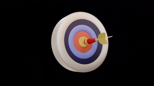 3D Dart Hitting Bullseye on Target Animation