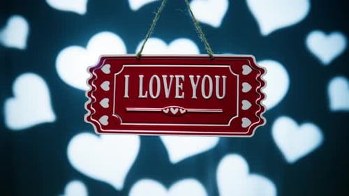 Decorative 'I Love You' Sign Hanging with Soft Heart Projections