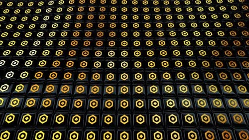 Abstract Geometric Gold and Black Pulsating Grid Background Loop