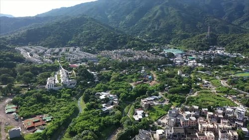 Aerial View Of Luxury Residential Buildings In The Countryside Of Hong Kong.