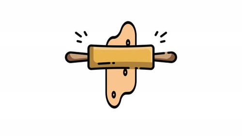 Animated rolling pin icon. Roll out dough animation. Homemade pizza. Baking tool