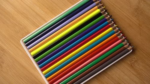 Vibrant Colored Pencils in a White Container