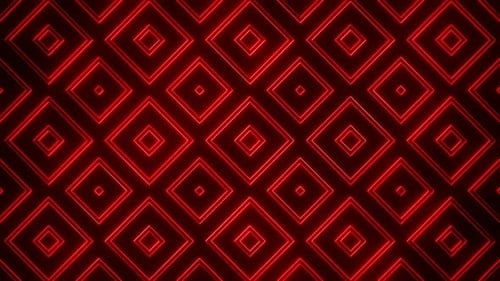 Red On Black Abstract Neon Glowing Square Patterns Background Vj Loop Animation In HD