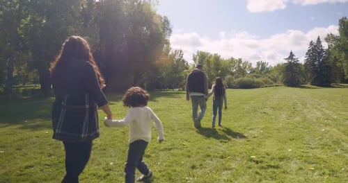 Autumn Family Walk in Sunny Park