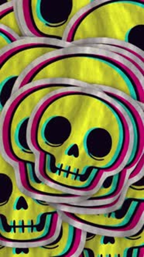 Día de los Muertos Glitch Skull Vertical Scrolling Pattern