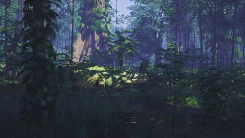 Grand crocodile reposant au milieu d'un feuillage luxuriant dans une forêt tropicale dense
