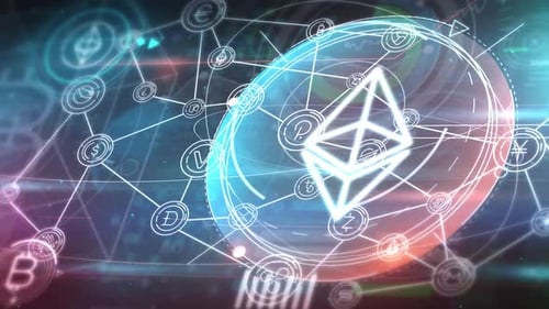 Infographies abstraites animées sur la monnaie numérique Ethereum 4K