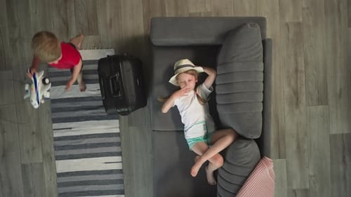 Children Ready for Vacation at Home