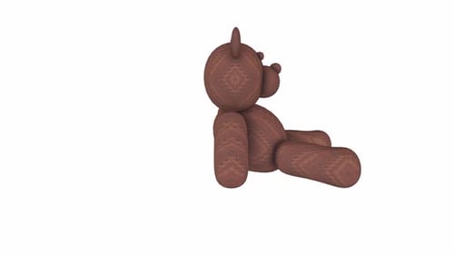 Animated Brown Textured Teddy Bear Character Rotation