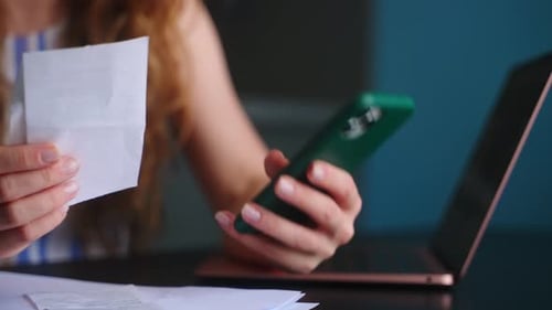 Woman in Eyeglasses Calculates Expenses on Bills Increased Utilities Prices List Female Bookkeeping