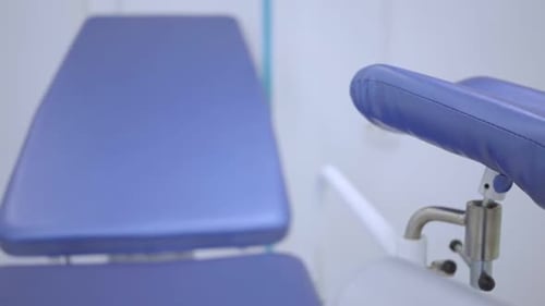Blue Gynecological Chair in the Women's Health Clinic
