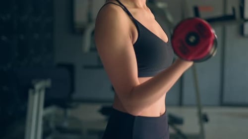 Woman Lifting Dumbbell at the Gym for Workout