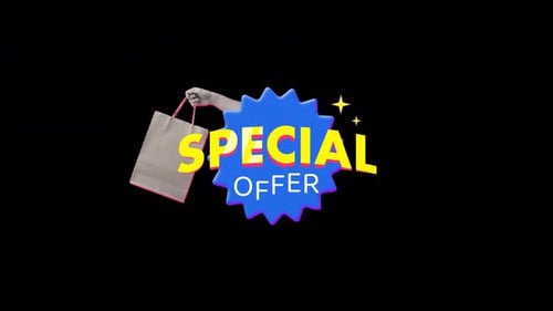 Dynamic Special Offer Title Animation with Swinging Shopping Bag