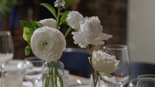 Wedding Table Decorations with White Roses
