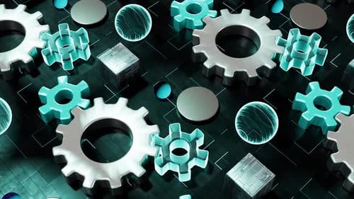 3D Animation of Gear Mechanism Rotating in Fantasy World