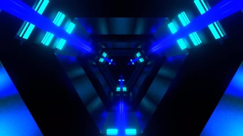 Blue And Cyan Starship Engine Energy Tunnel Background Vj Loop In 4K