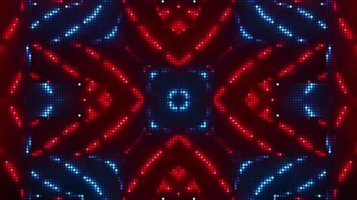 Dynamic red blue light patterns pulsate in rhythmic motion