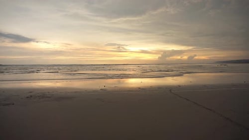 beautiful evening beach view before sunset with small waves on Cipatujah Tasikmalaya beach