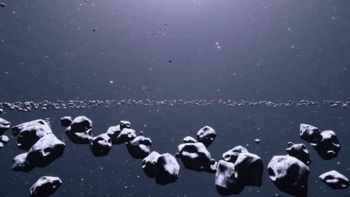 Floating Asteroid Field In Vast Outer Space