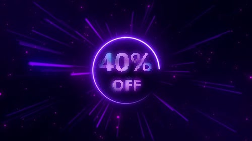 Futuristic Neon 40 Percent Off Discount Sale Animation