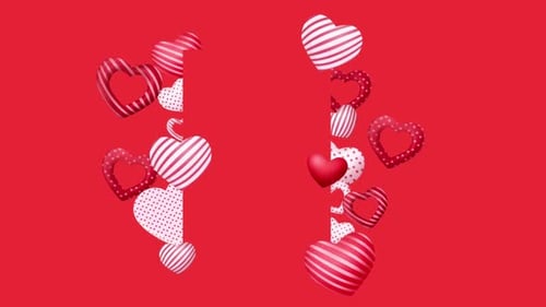 Romantic 3D Hearts Loopable Vertical Frame