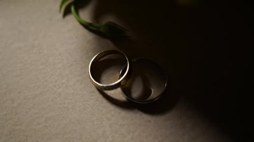 Gold and Silver Wedding Rings Close Up