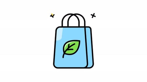 Light blue eco bag with green leaf
