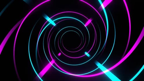 Cyan And Pink Moving Fronted Neon Lines Background Vj Loop In HD