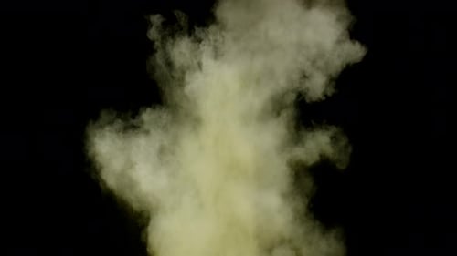 Vibrant Yellow Powder Burst on Black Background