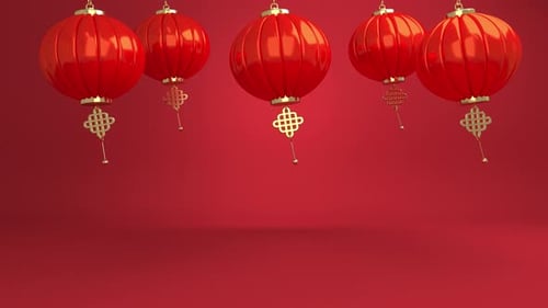 Chinese New Year Red Lanterns Celebration Motion Background