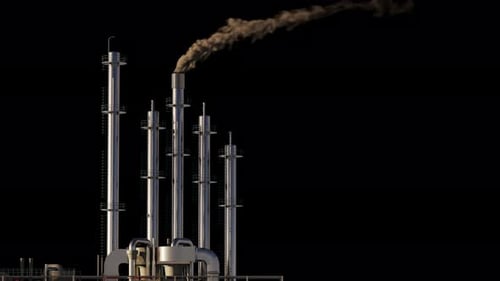 Factory or plant pollutes the atmosphere with toxic smoke.