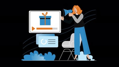 Flat Design Explainer: Online Promotion and Giveaway Announcement Animation