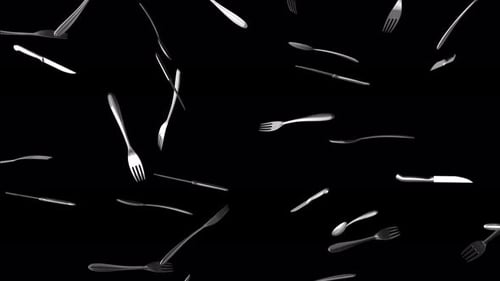 Animated Falling Silverware Loop Background
