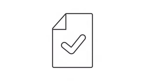 Flat Design Document Icon with Animated Checkmark Reveal