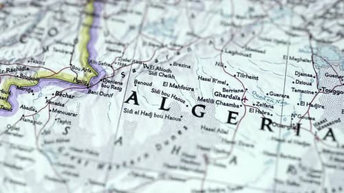 Algeria map with city names and borders