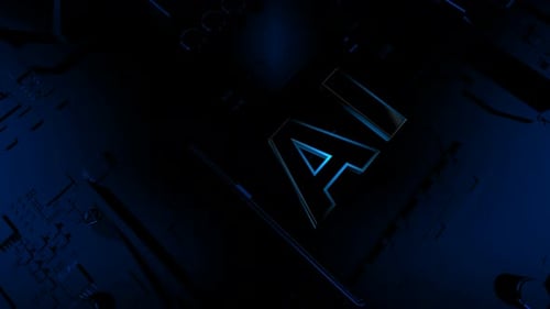 Futuristic AI Logo Reveal on Modern Circuit Board