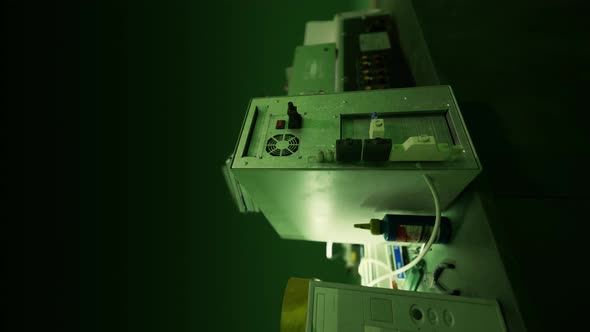 Vertical of Old Computers From the 80s in an Abandoned Computing Center ...