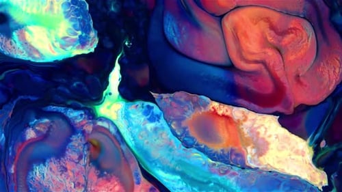 Abstract Paint Swirls in Dreamlike Colors