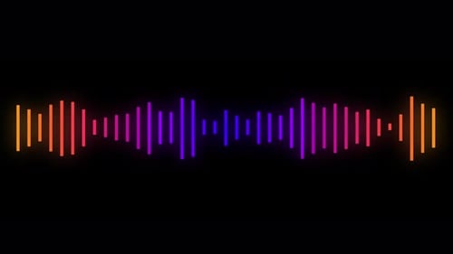Bright glowing neon gradient sound waves motion. Vibrant disco background, music visualization