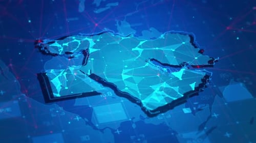 Futuristic Digital Network Map of Middle East