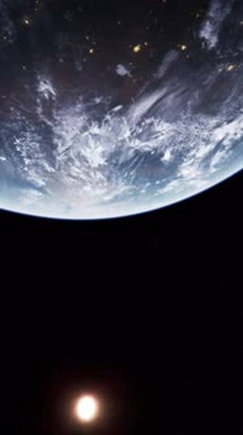 Rotating Planet Earth from Space Vertical Background