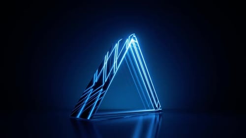 Prisma abstrato moderno com faixas vibrantes de luz de néon azul