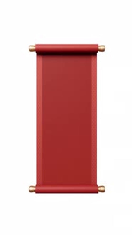 Blank Chinese ancient red reel banner on alpha channel