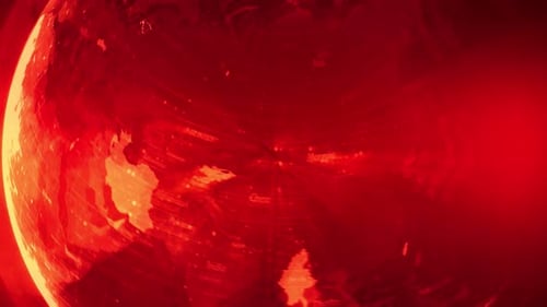 Red Digital Earth Globe Zoom Animation