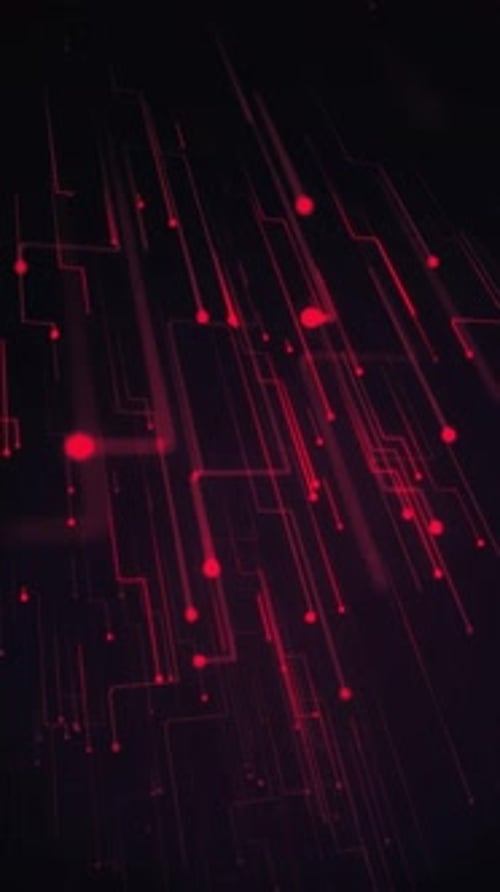 Vertical Video - Red Digital Data Nodes Technology Background
