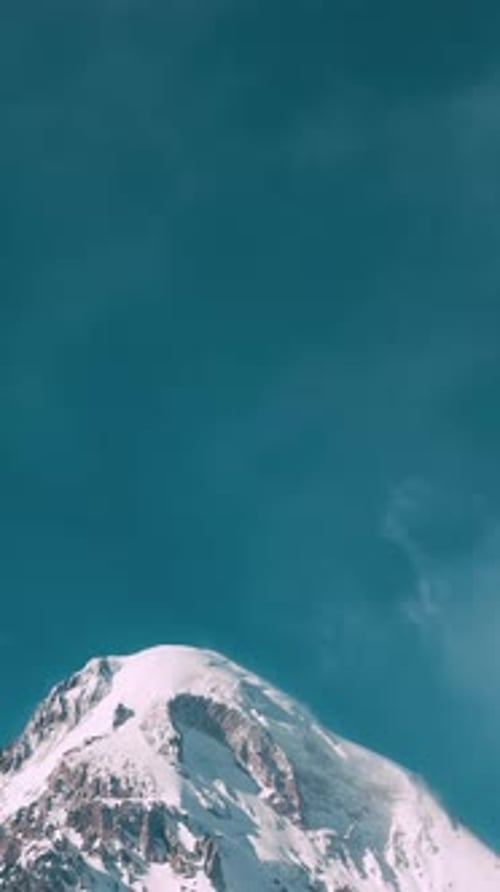 Timelapse Close Up View Of Amazing Bright Peak Of Mount Covered Snow