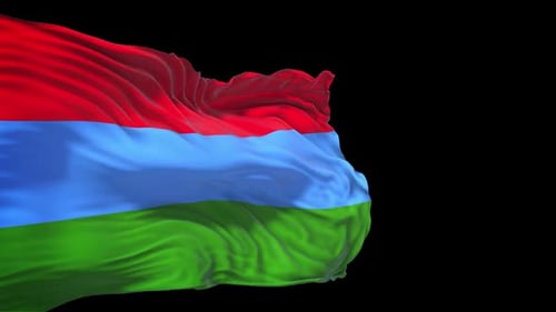 Waving Realistic Flag with Three Horizontal Stripes