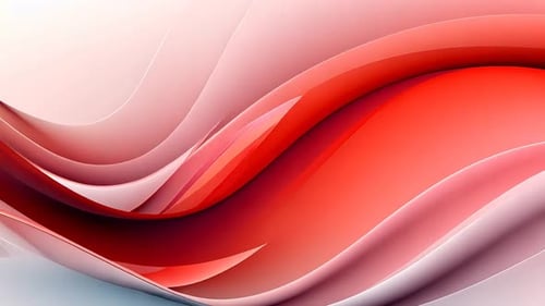 Formes ondulées abstraites en rouge vif et rose clair, créant un design dynamique et fluide