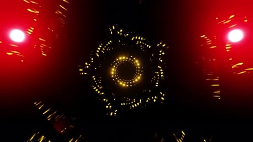 Abstract spiral disco animation red and yellow neon background for dance music 3d render. Vj and Dj