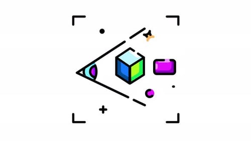 Animated Geometric Eye and Rotating Cube Icon